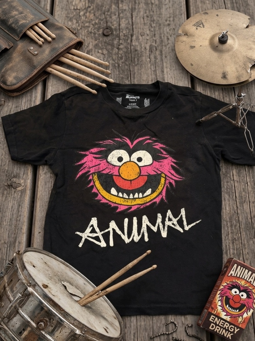 Disney Black Muppets Tee featuring Animal - unisex size small 5/6